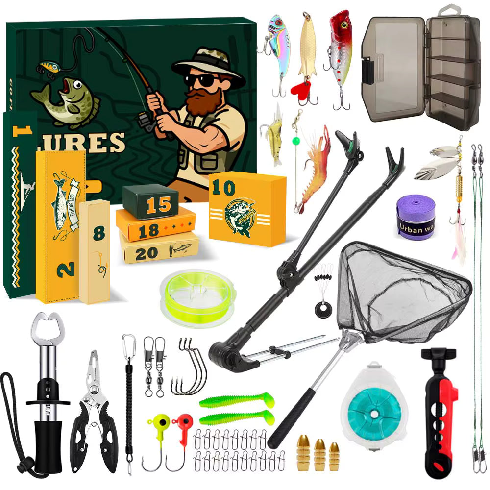 🎣 24-Piece Fishing Lure & Tool Advent Calendar Kit