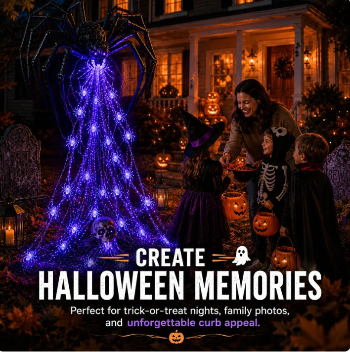 🕷️ Giant Spider Solar Halloween Web Stake Light