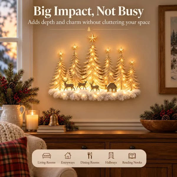 🌲 Winter Woodland Glowing Christmas Wall Decor