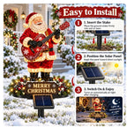 🎸 Guitar Santa Solar Christmas Garden Stake Light