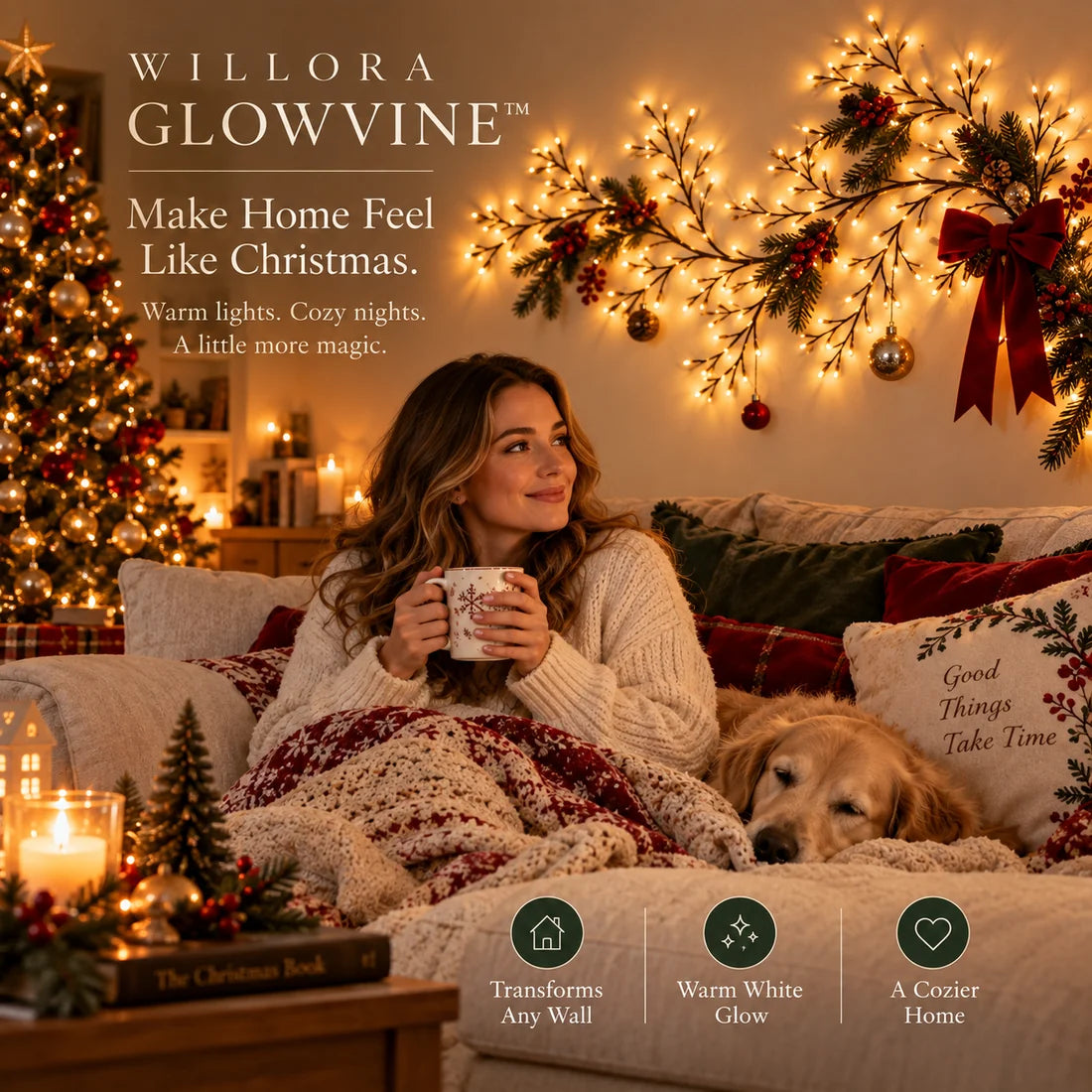 🌿 Willora GlowVine Christmas Branch Wall Lights