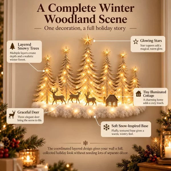 🌲 Winter Woodland Glowing Christmas Wall Decor