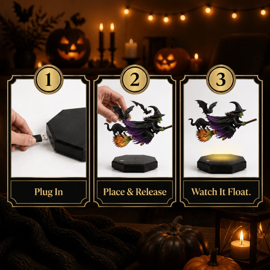 🧙‍♀️ Levitating Witch on Broom Decorative Lamp