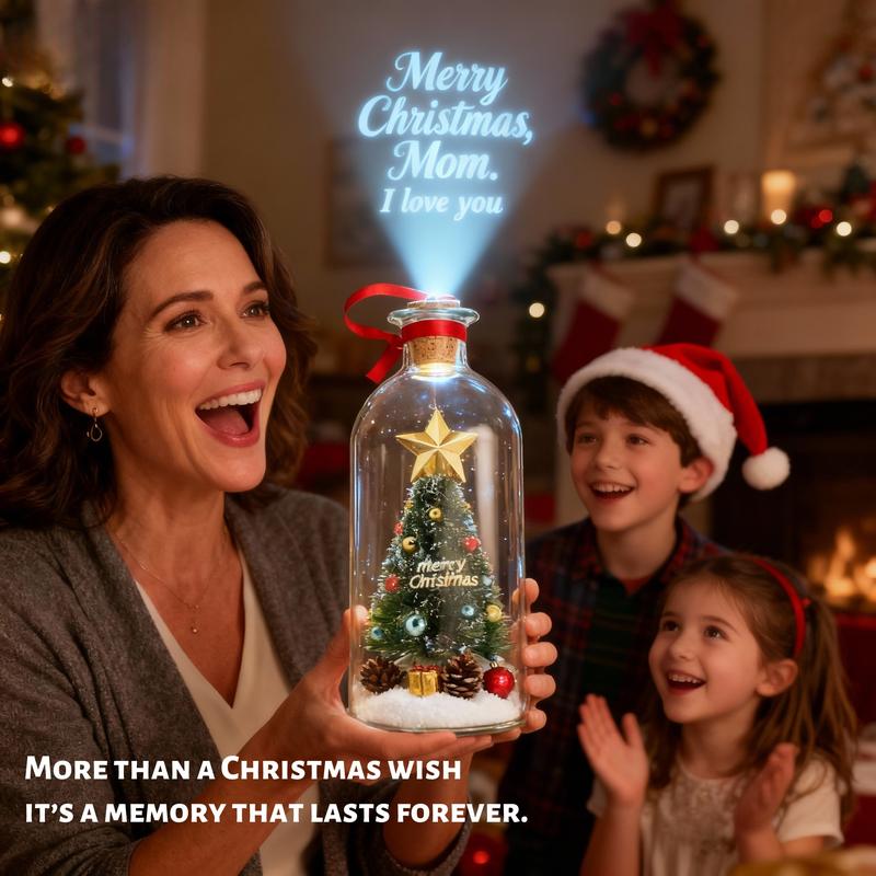 🎄 Voice Recording Christmas Tree Glass Bottle Ornament