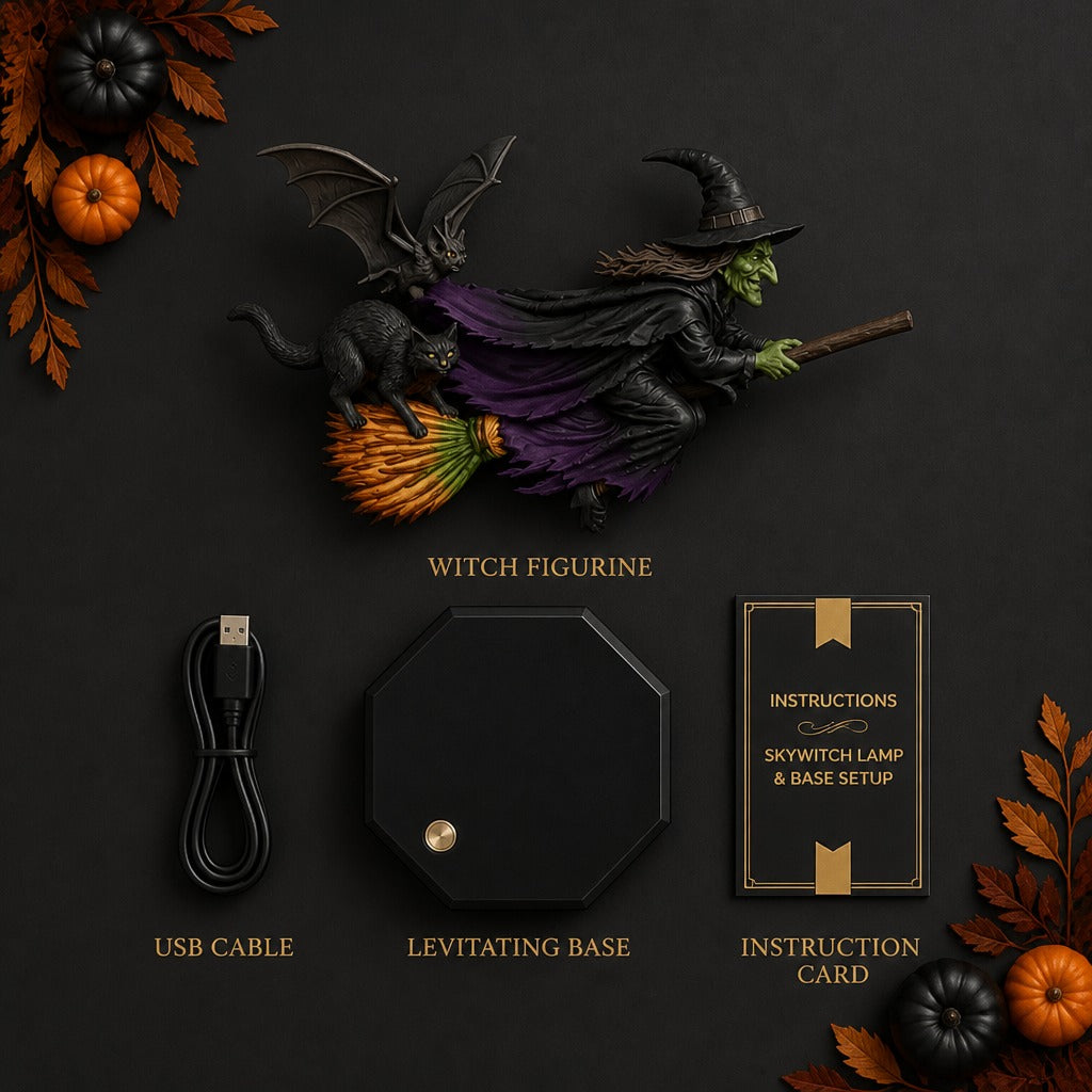 🧙‍♀️ Levitating Witch on Broom Decorative Lamp