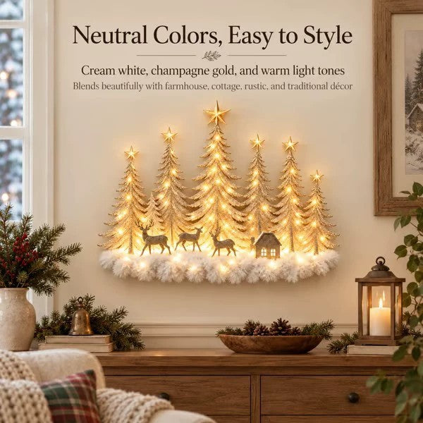 🌲 Winter Woodland Glowing Christmas Wall Decor
