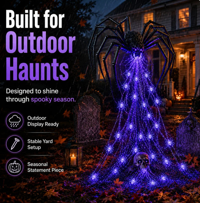 🕷️ Giant Spider Solar Halloween Web Stake Light