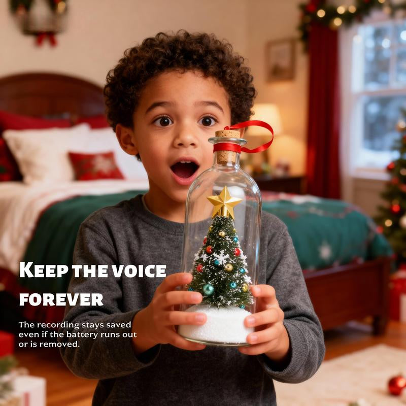 🎄 Voice Recording Christmas Tree Glass Bottle Ornament