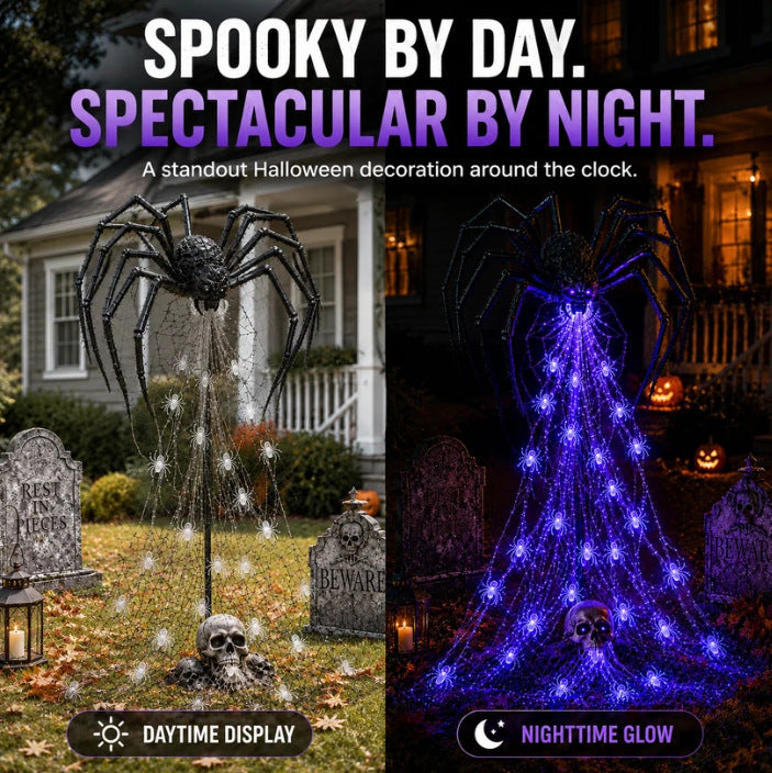 🕷️ Giant Spider Solar Halloween Web Stake Light