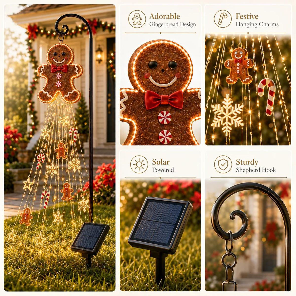 🎁Christmas Magic Pathway🎄Gingerbread Magic Solar Holiday Yard Light🍪