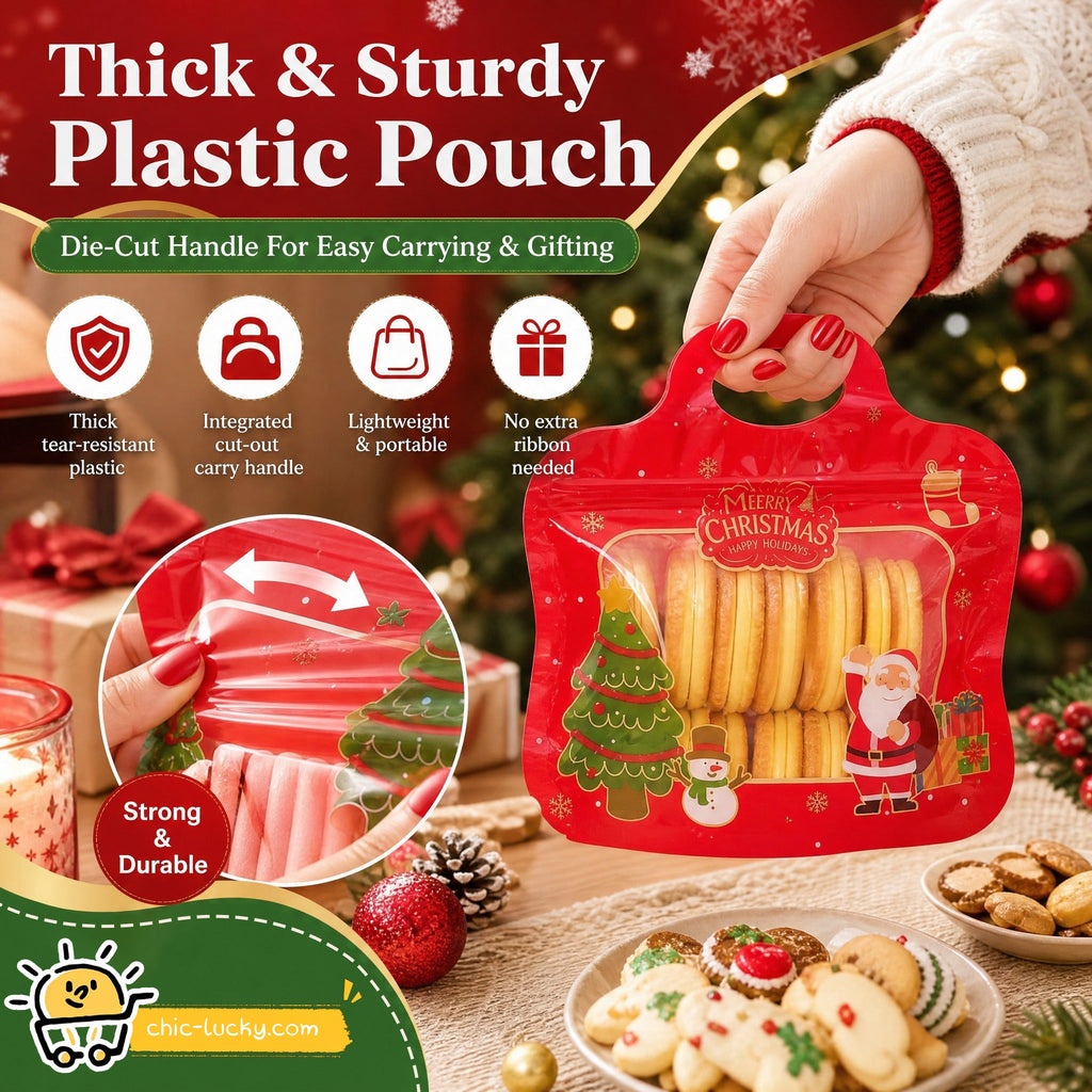 🎅LAST DAY SALE 50% OFF!!🎁Easy Fill, Easy Seal🎄 Festive Self-Seal Treat Bags – Santa & Snowman Print | Resealable, Food-Safe & Perfect for Cookies, Chocolates & Little Gifts⛄