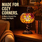 🎃 Vintage Mosaic Pumpkin Glow Lamp – Cozy Halloween Table Decor