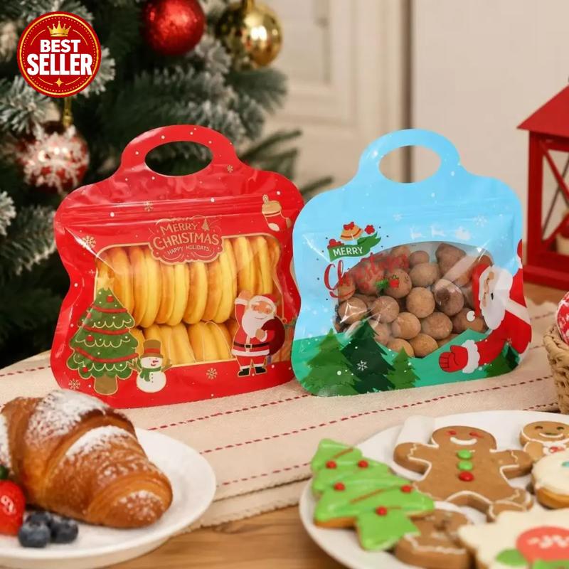 🎅LAST DAY SALE 50% OFF!!🎁Easy Fill, Easy Seal🎄 Festive Self-Seal Treat Bags – Santa & Snowman Print | Resealable, Food-Safe & Perfect for Cookies, Chocolates & Little Gifts⛄