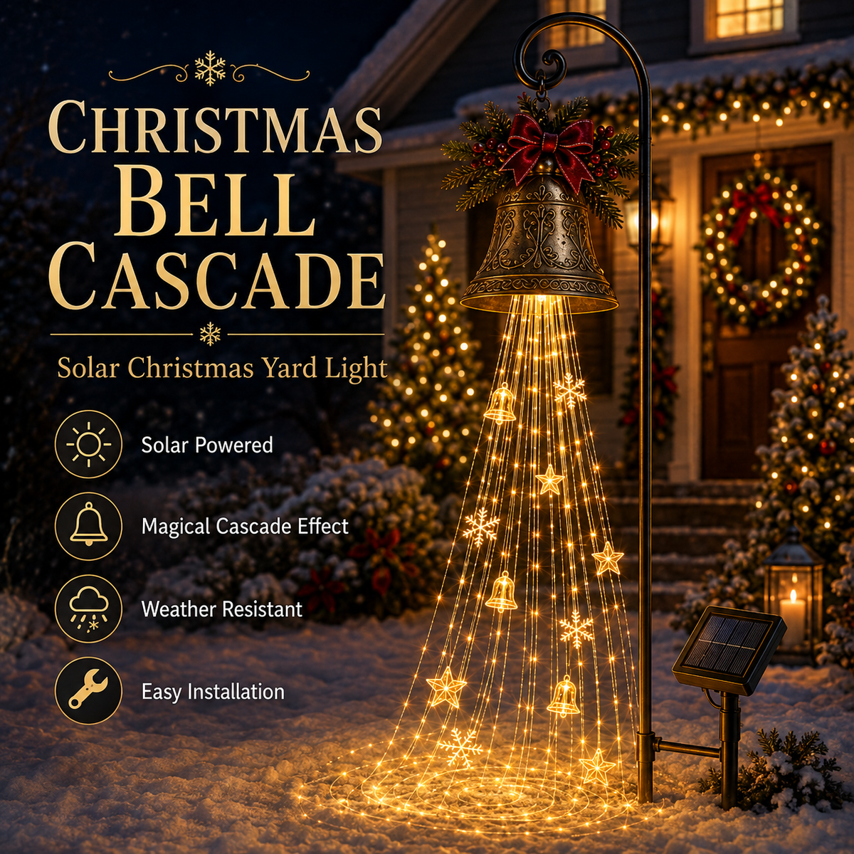 🔔🎄 Festive From Every Angle ✨– Magical Christmas Cascade Solar Garden Light🎄🎁