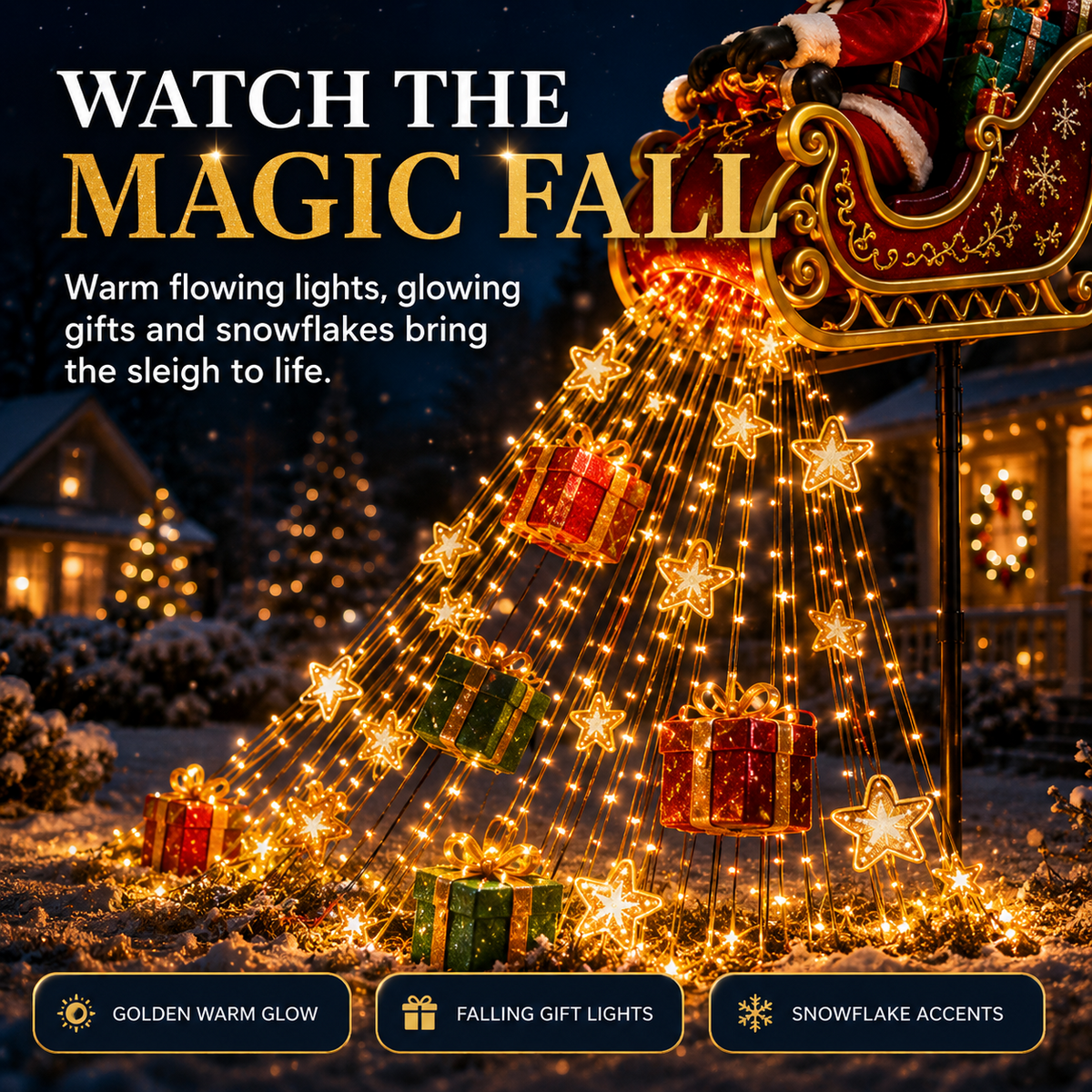 🔔🎄 Festive From Every Angle ✨– Magical Christmas Cascade Solar Garden Light🎄🎁