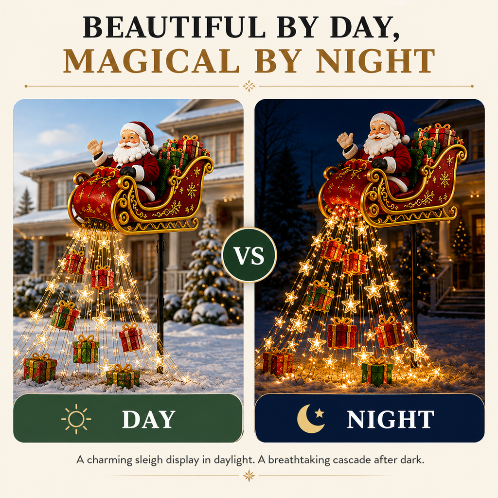 🔔🎄 Festive From Every Angle ✨– Magical Christmas Cascade Solar Garden Light🎄🎁