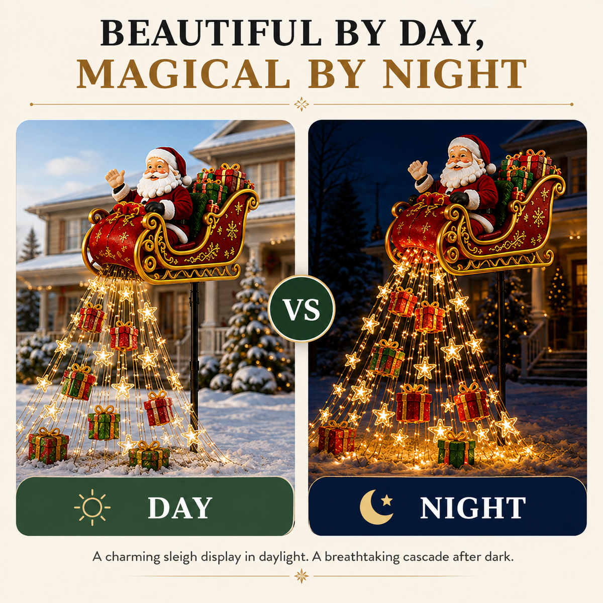 🔔🎄 Festive From Every Angle ✨– Magical Christmas Cascade Solar Garden Light🎄🎁