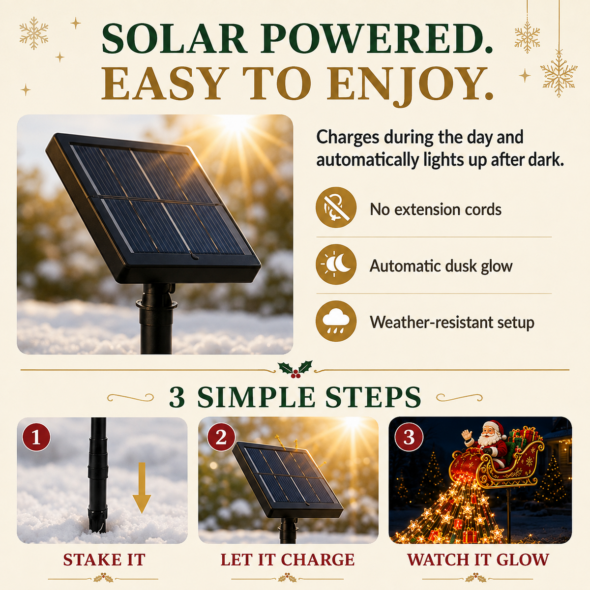 🔔🎄 Festive From Every Angle ✨– Magical Christmas Cascade Solar Garden Light🎄🎁