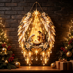👼 Angel Wings Nativity Lighted Wall Hanging | Meaningful Christmas Decor