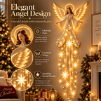 👼Lighted Christmas Angel Wall Decor – Glowing Star Cascade Holiday Decoration