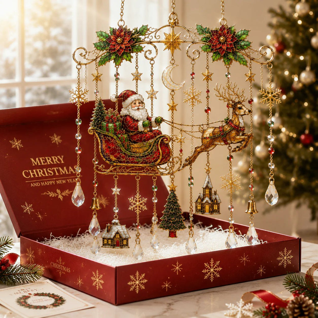 Christmas Stained Glass-Style Window Hanging