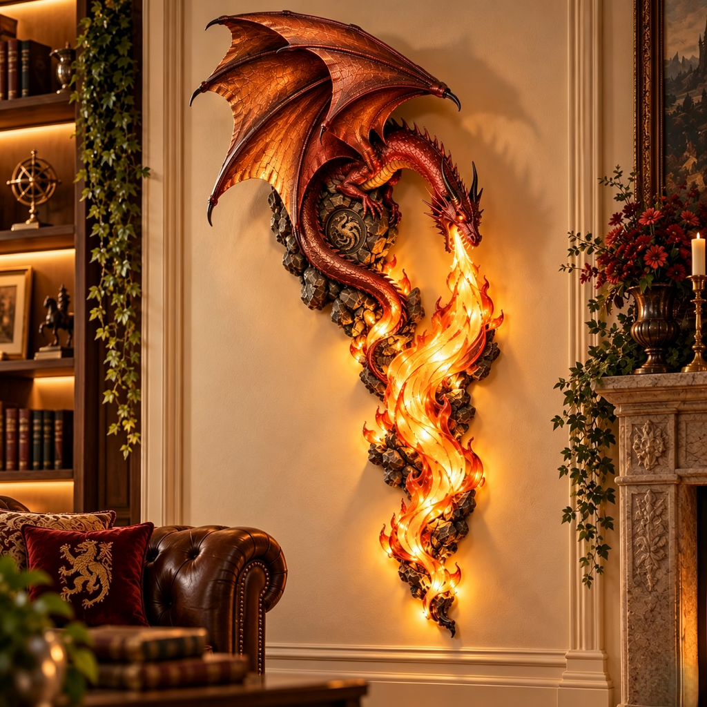 🐉 Dragon Flame Guardian Wall Sconce