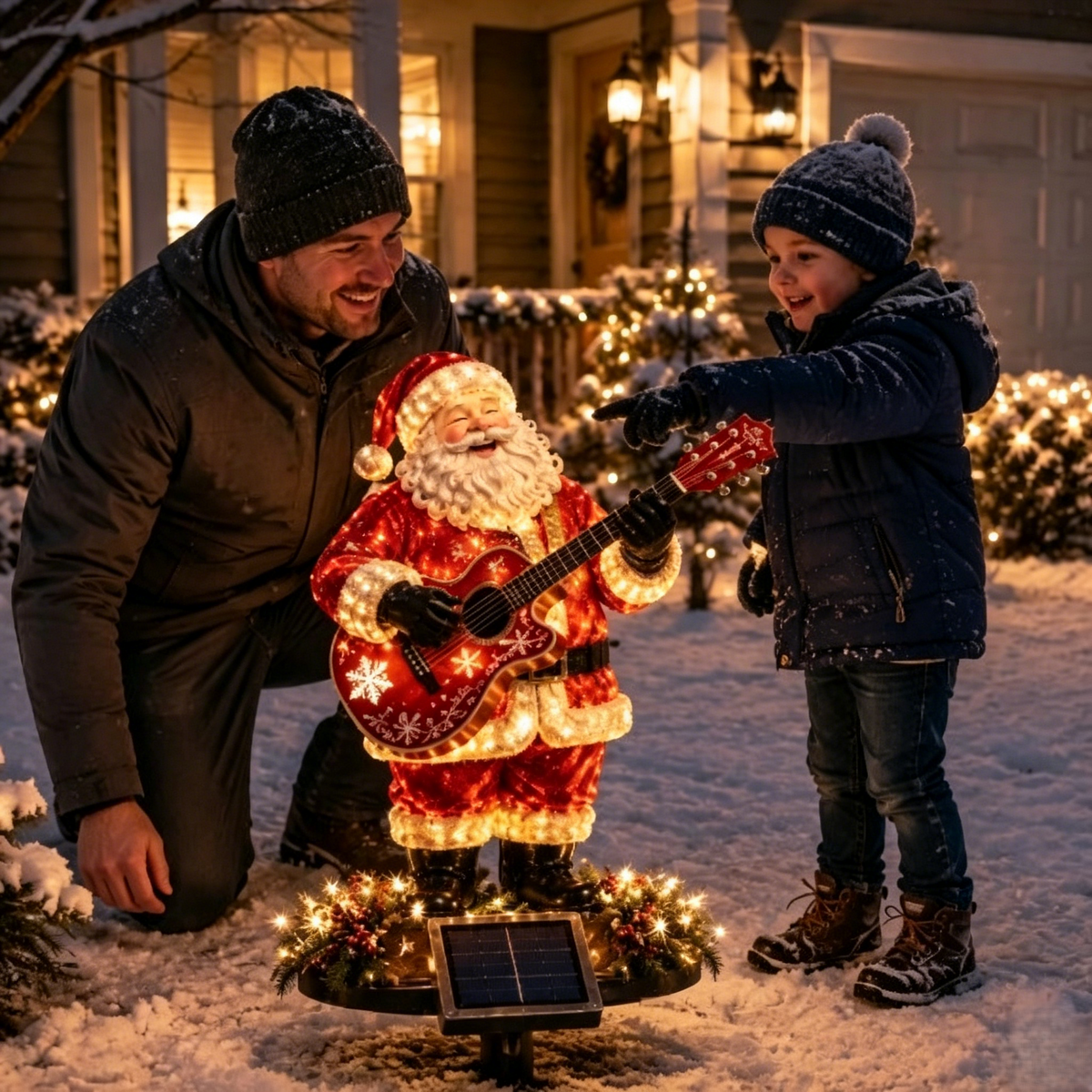 🎸 Guitar Santa Solar Christmas Garden Stake Light