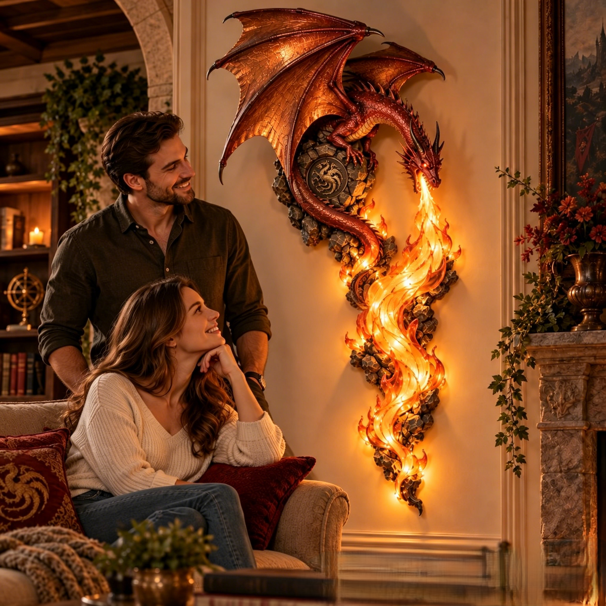 🐉 Dragon Flame Guardian Wall Sconce