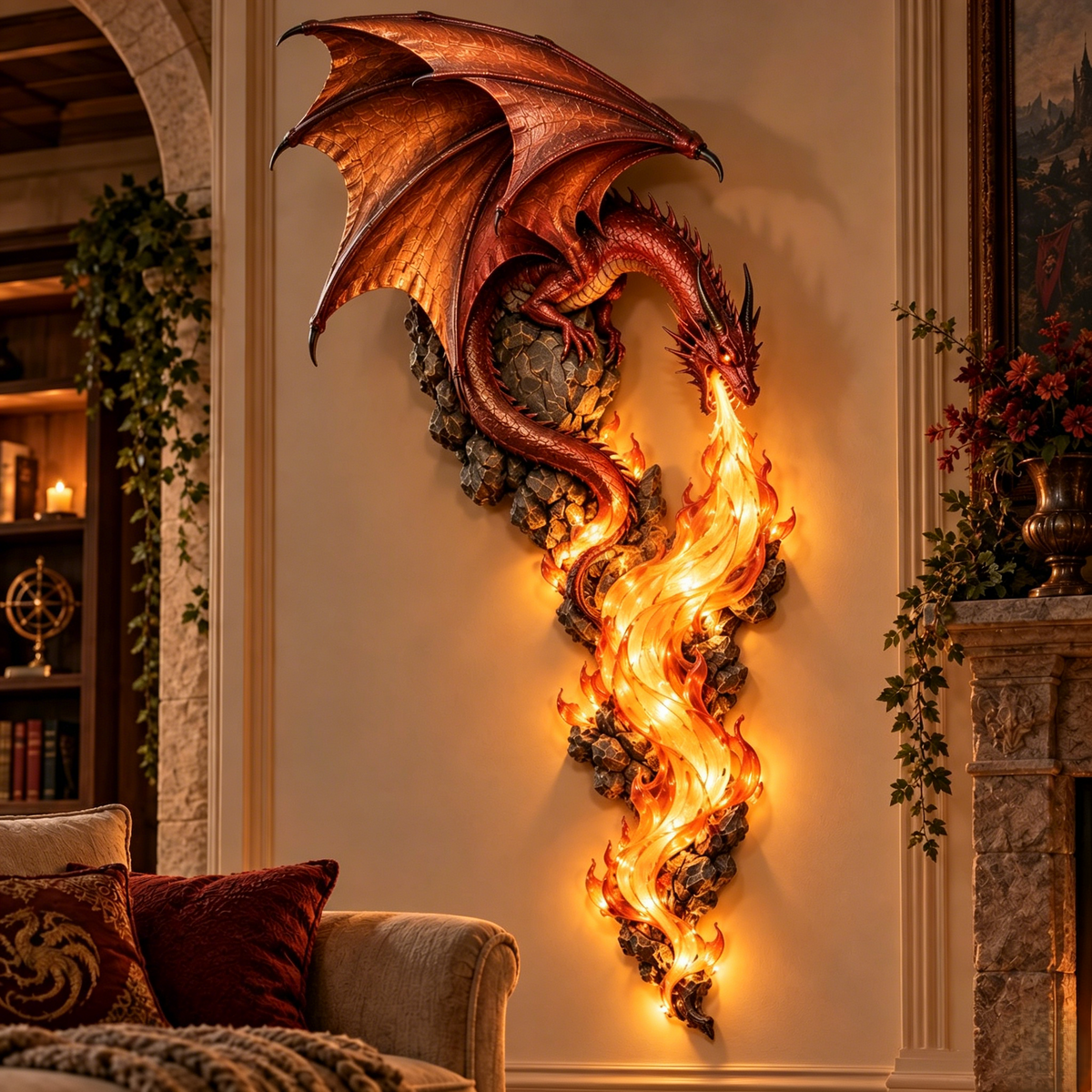 🐉 Dragon Flame Guardian Wall Sconce
