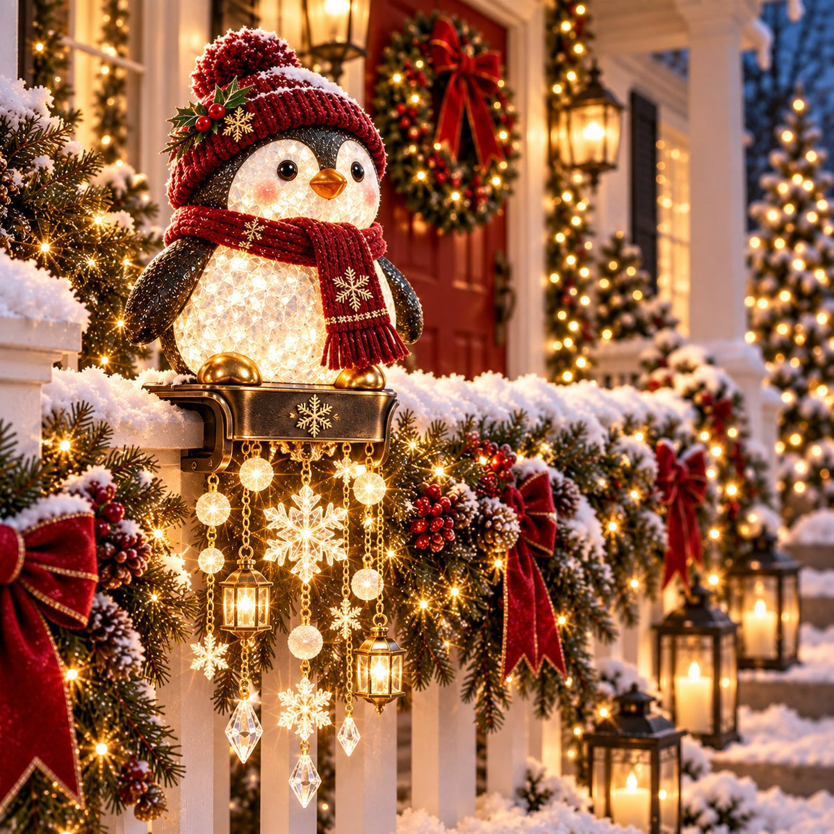 🔔🎄 Christmas Porch Railing Lights – 4 Festive Character Designs