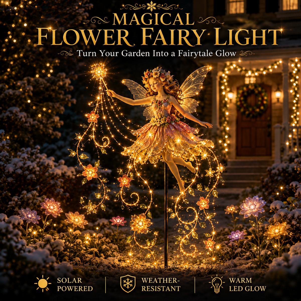 🎁Today Save 49% OFF ✨ Enchanted Flower Fairy Solar Garden Light – Magical Glowing Outdoor Christmas Yard Decor 🧚🌸