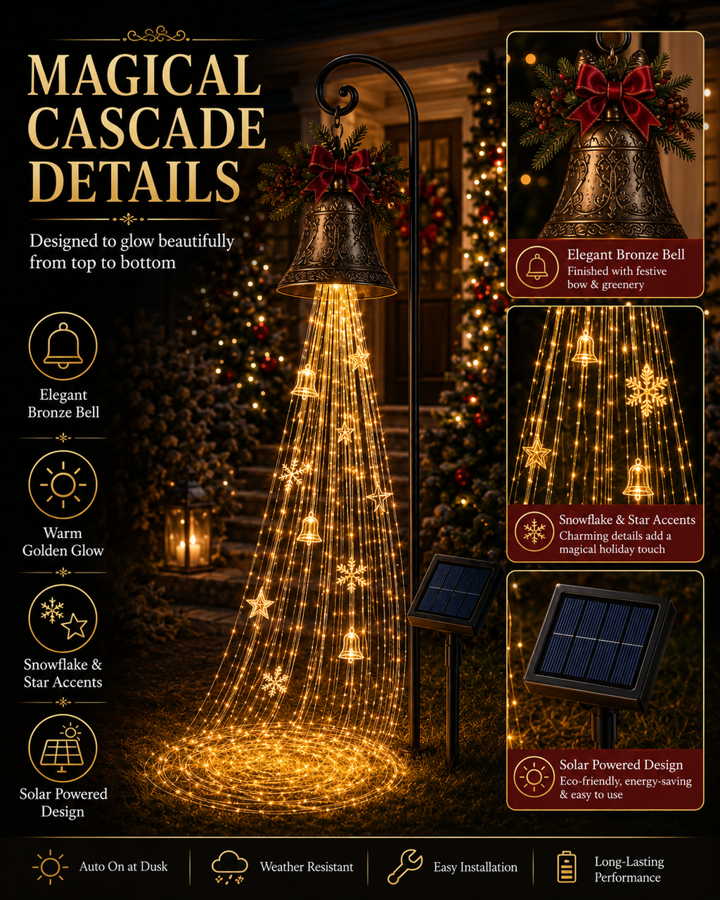 🔥2026 Hot Sale 🎄🔔Solar Christmas Bell Yard Lights