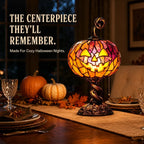 🎃 Vintage Mosaic Pumpkin Glow Lamp – Cozy Halloween Table Decor