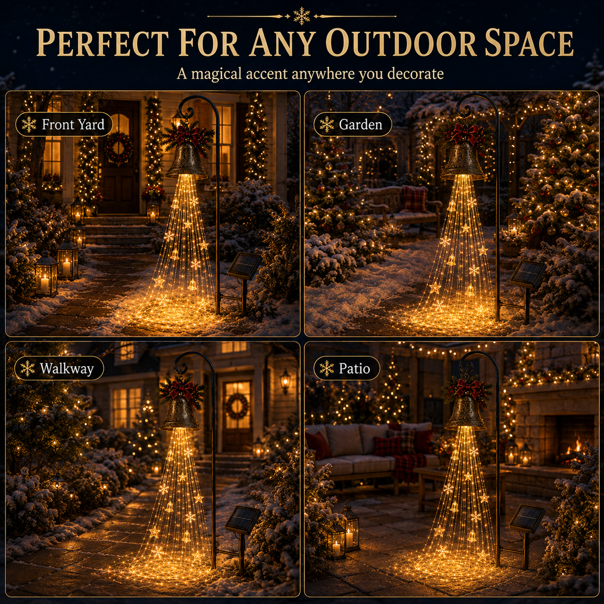 🔥2026 Hot Sale 🎄🔔Solar Christmas Bell Yard Lights