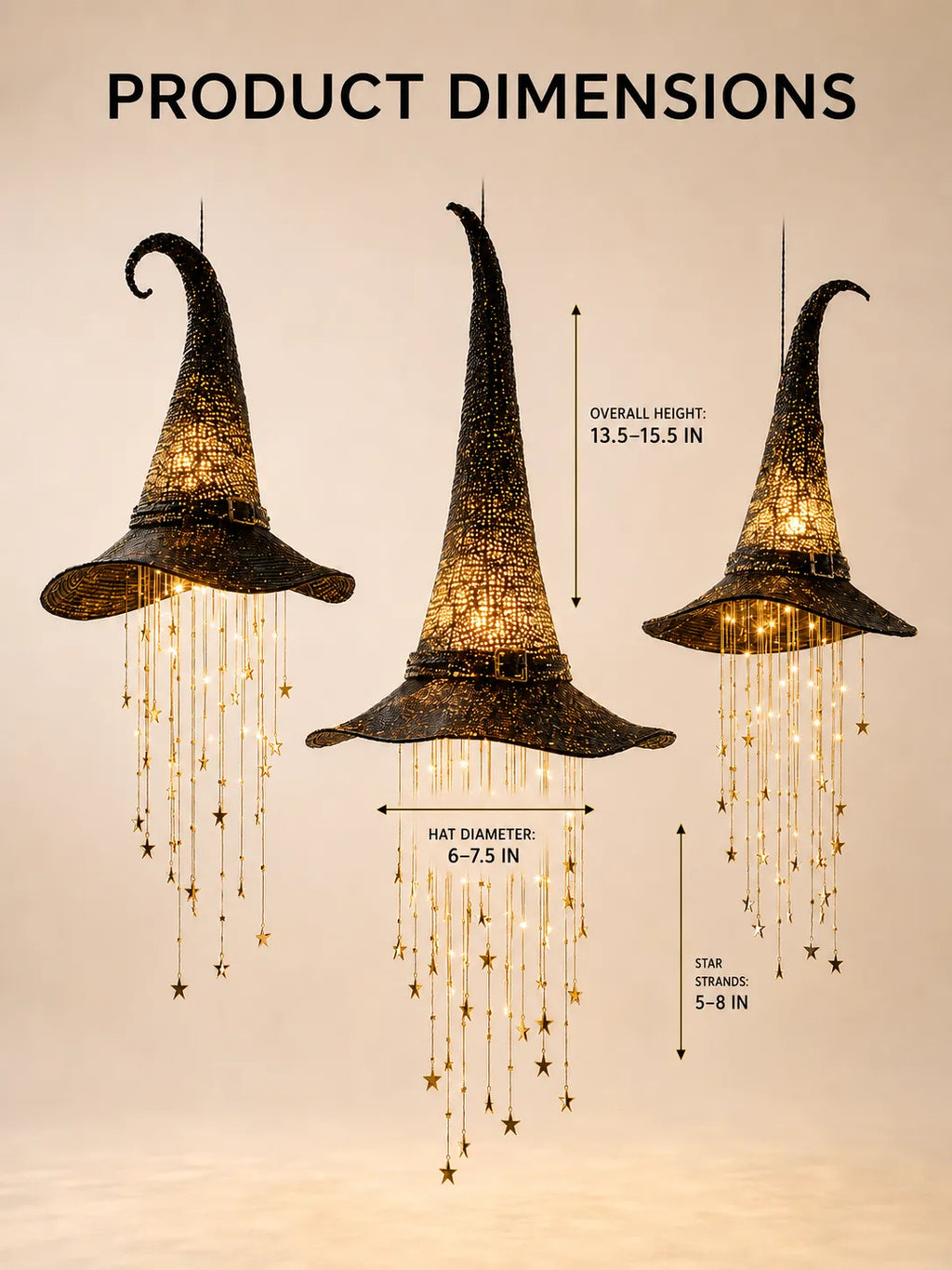🧙‍♀️ Hanging Glowing Witch Hat with Star String Lights Magical Seasonal Decor for Halloween & Everyday Whimsy