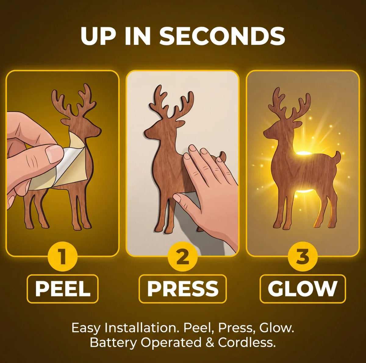🦌 AntlerGlow Reindeer Wall Light Set
