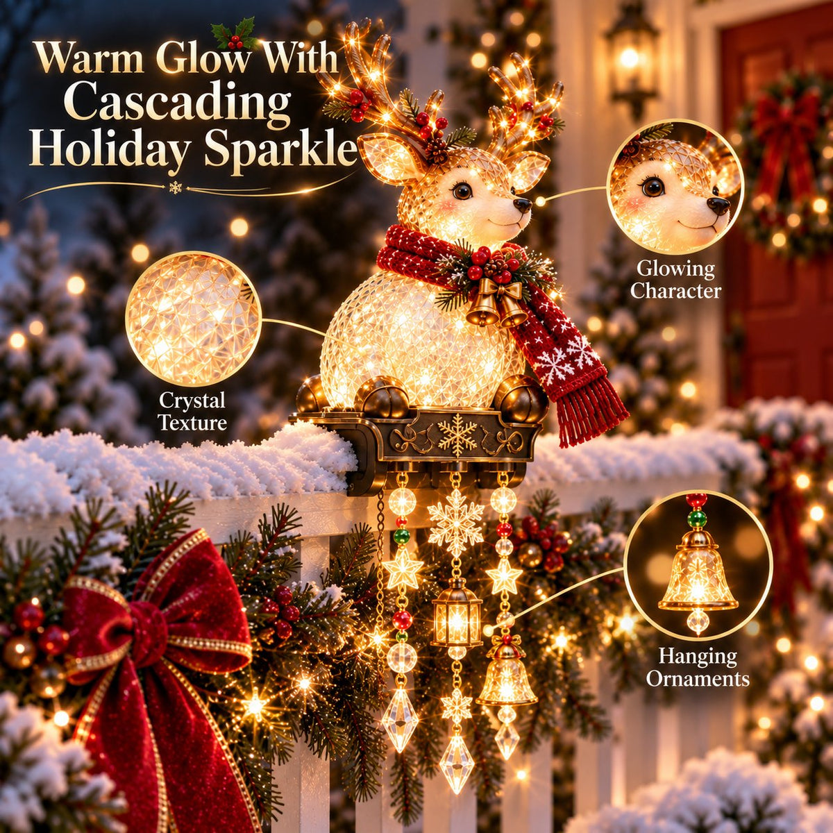 🔔🎄 Christmas Porch Railing Lights – 4 Festive Character Designs