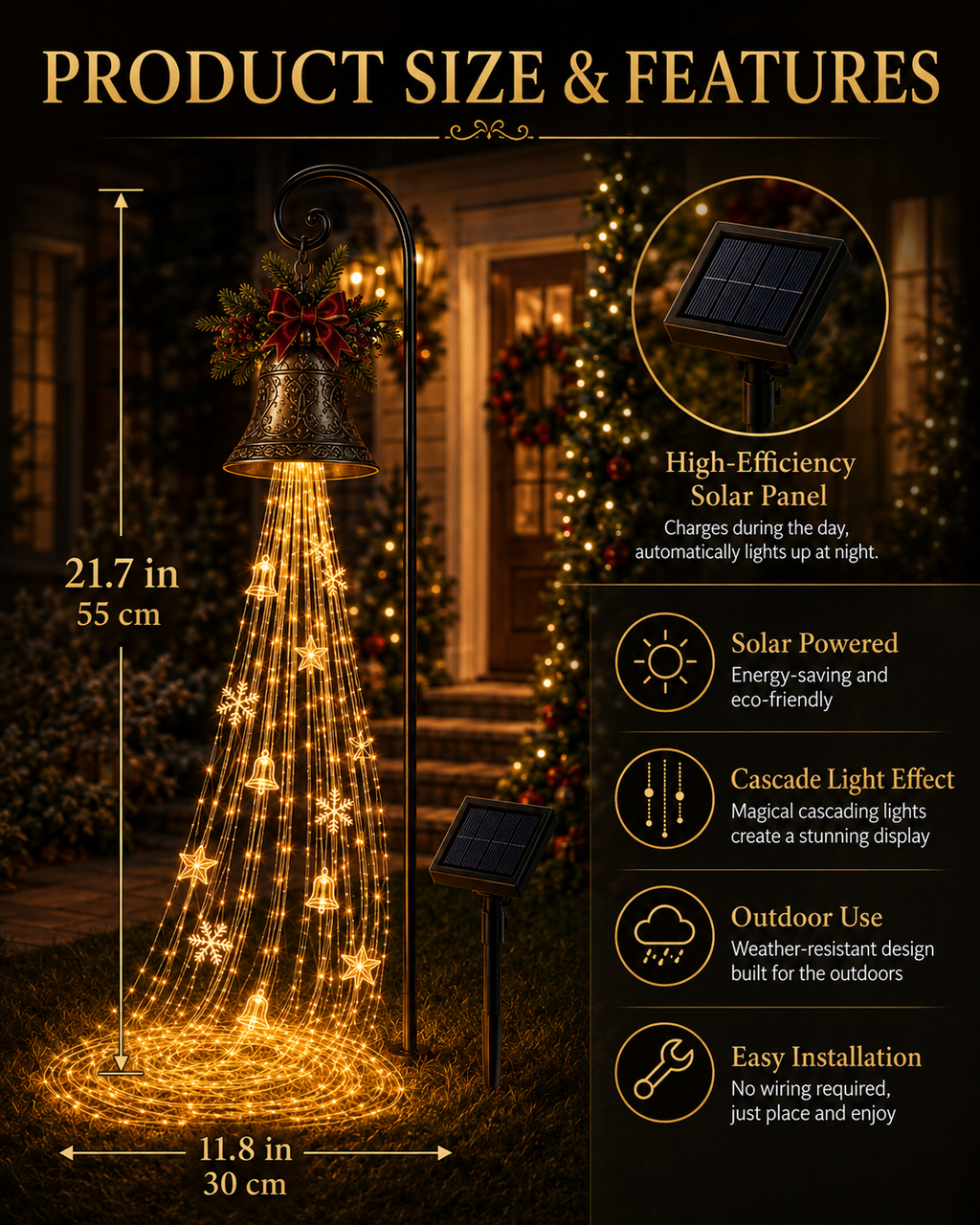 🔥2026 Hot Sale 🎄🔔Solar Christmas Bell Yard Lights