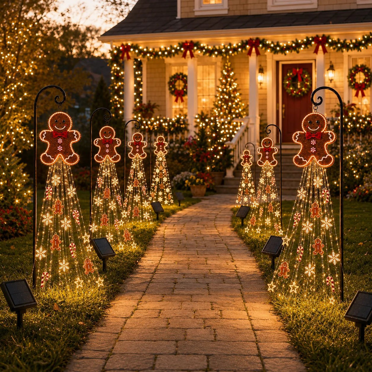 🎁Christmas Magic Pathway🎄Gingerbread Magic Solar Holiday Yard Light🍪