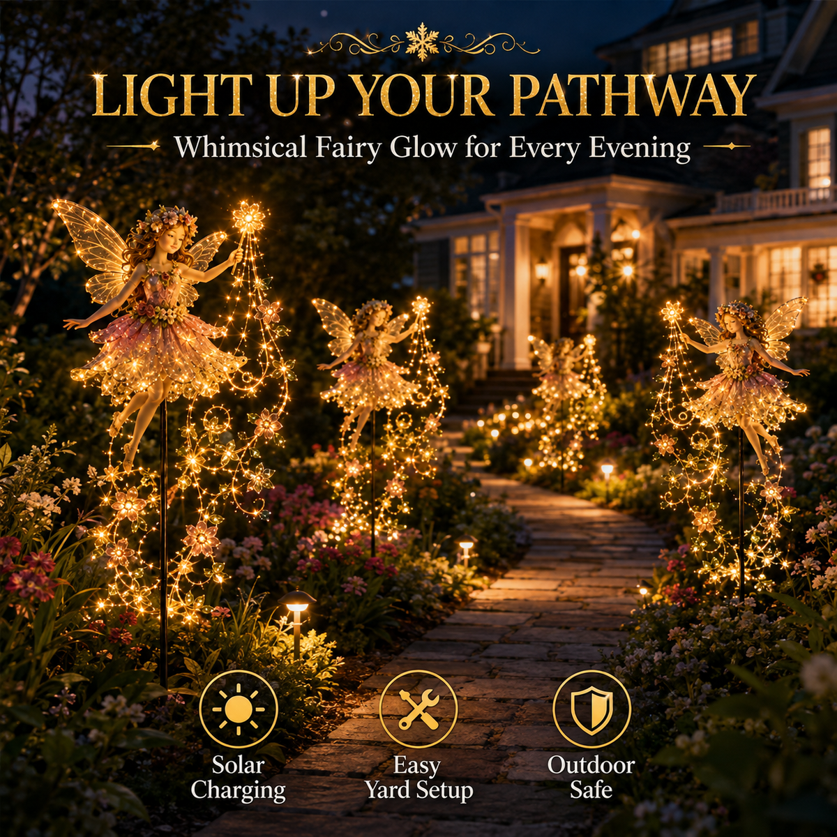 🎁Today Save 49% OFF ✨ Enchanted Flower Fairy Solar Garden Light – Magical Glowing Outdoor Christmas Yard Decor 🧚🌸