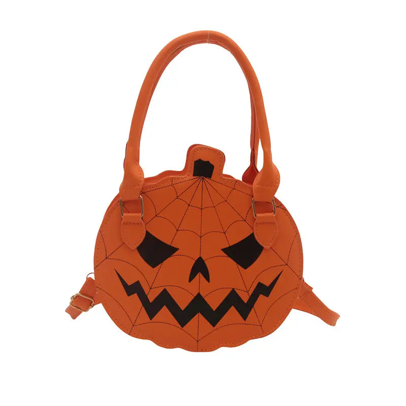 Spooky Jack-O-Lantern Pumpkin Crossbody Bag Novelty Spiderweb Stitching Handbag🎃