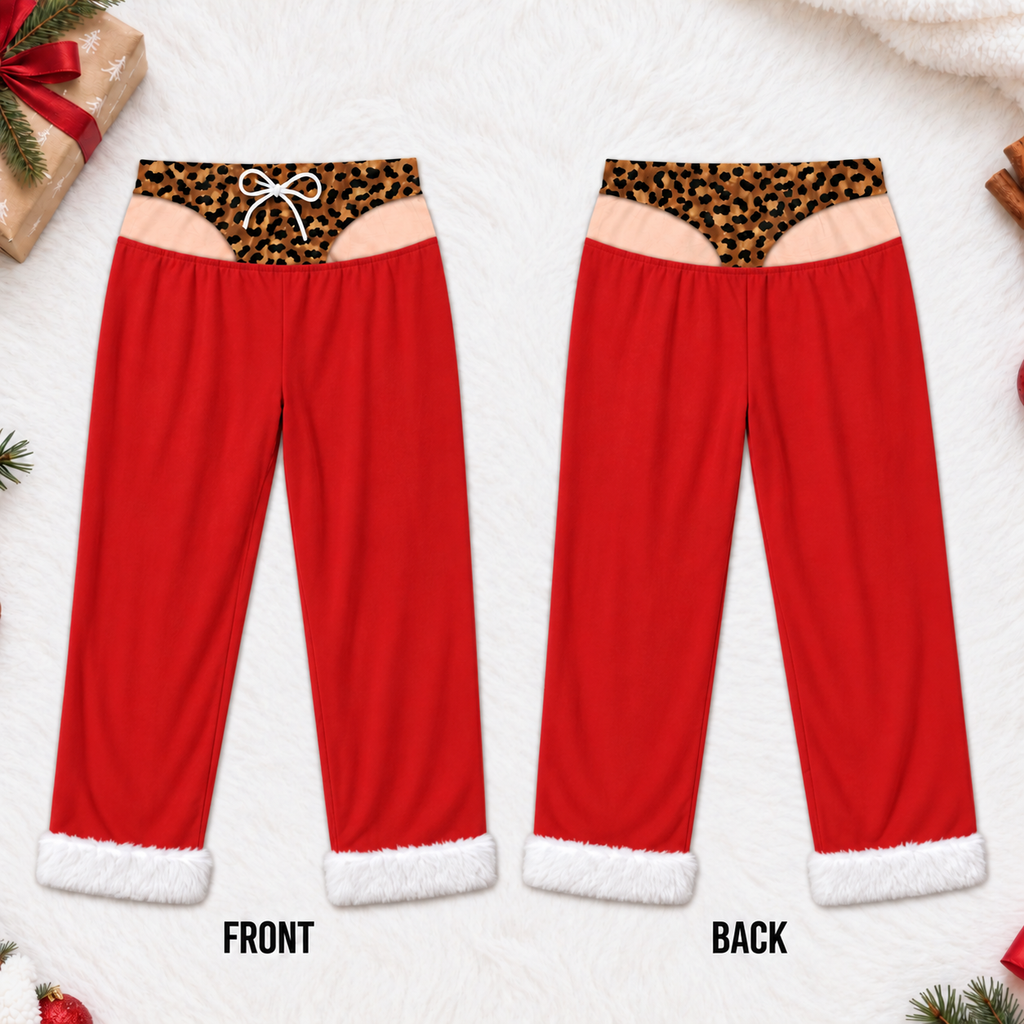 Funny Cheeky Santa Christmas Pajamas Pants, Personalized Gift For Husband Dad Grandpa 686139
