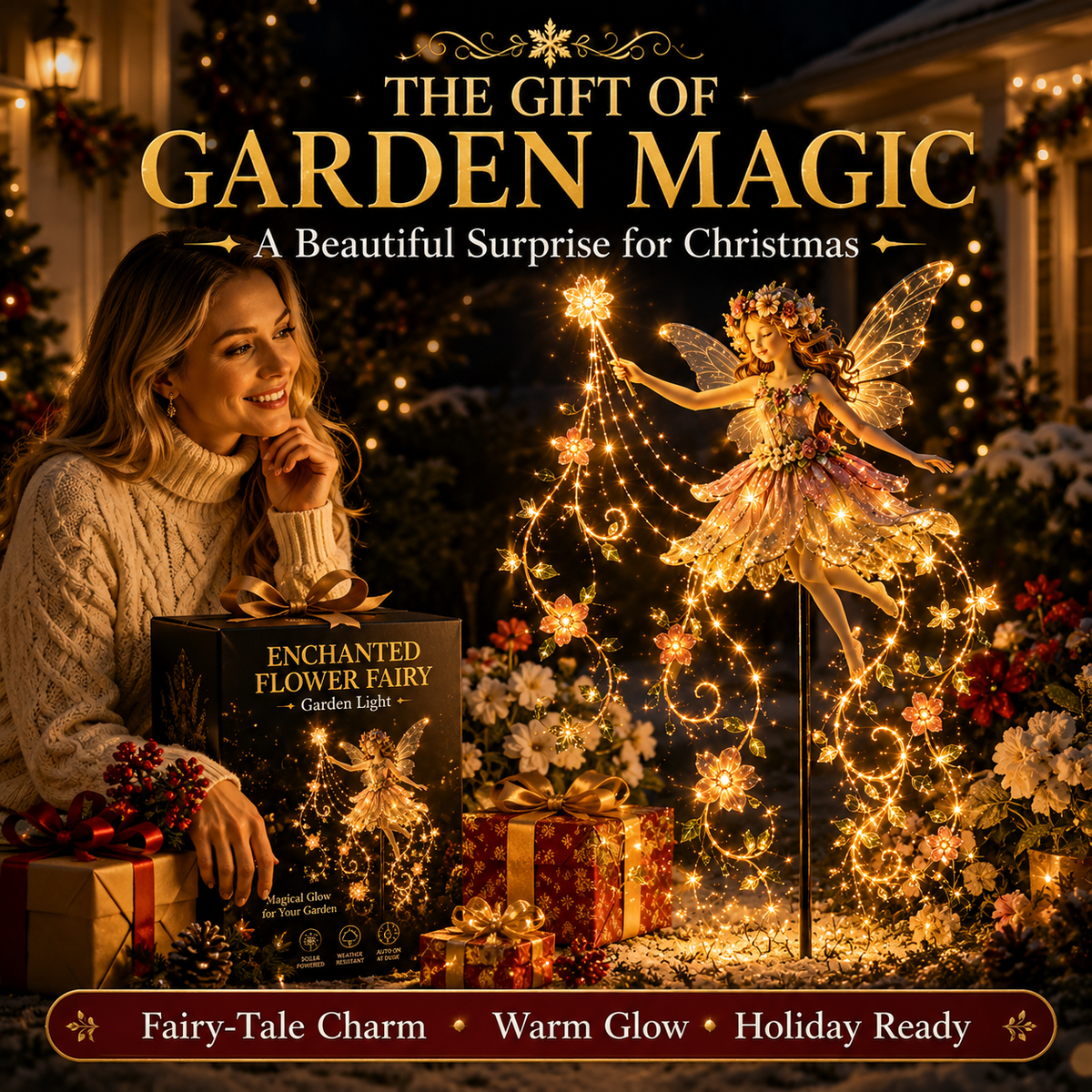 🎁Today Save 49% OFF ✨ Enchanted Flower Fairy Solar Garden Light – Magical Glowing Outdoor Christmas Yard Decor 🧚🌸