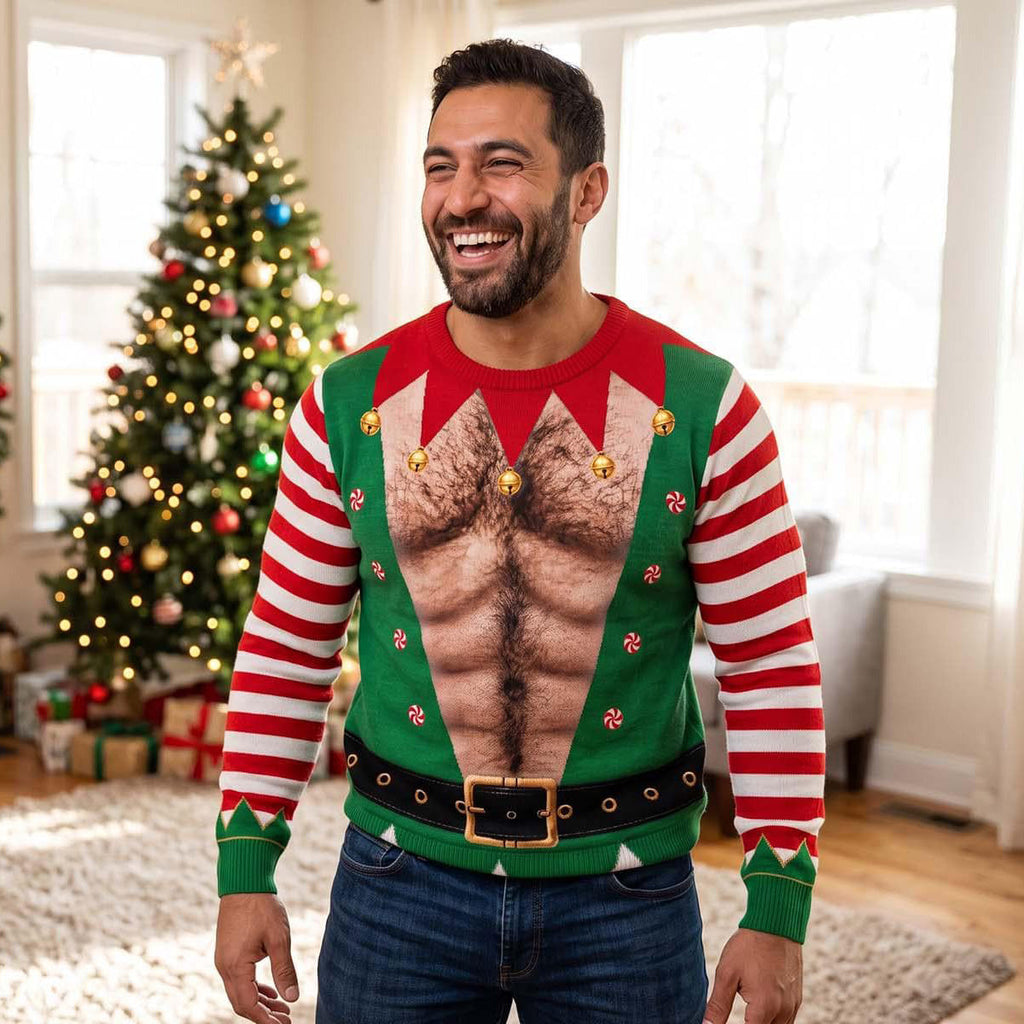 Funny Santa Belly Body Christmas All-Over Print Sweatshirt, Funny Meme Christmas Sweater, Gift For Husband Dad Grandpa 686164 WFD