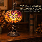 🎃 Vintage Mosaic Pumpkin Glow Lamp – Cozy Halloween Table Decor