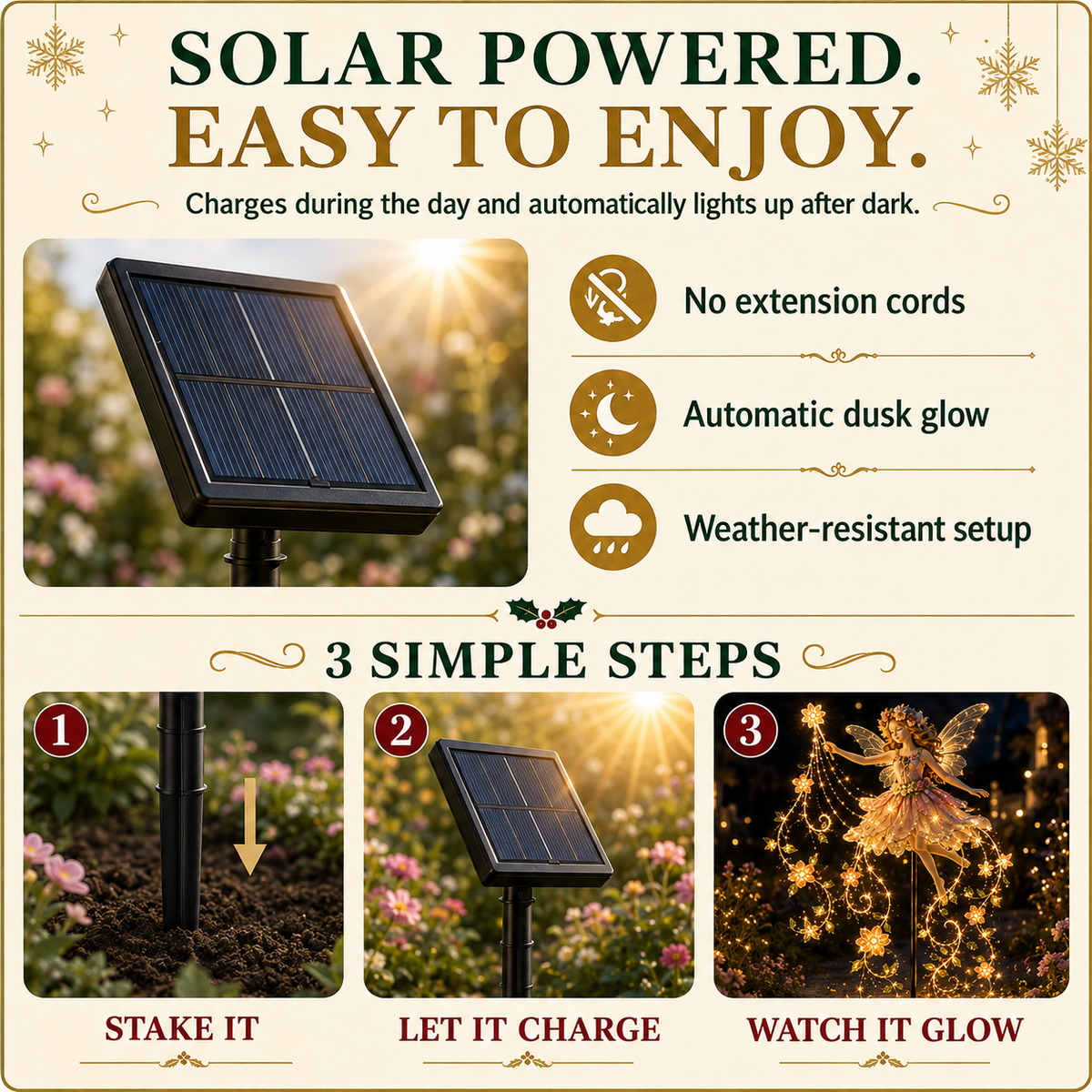 🎁Today Save 49% OFF ✨ Enchanted Flower Fairy Solar Garden Light – Magical Glowing Outdoor Christmas Yard Decor 🧚🌸