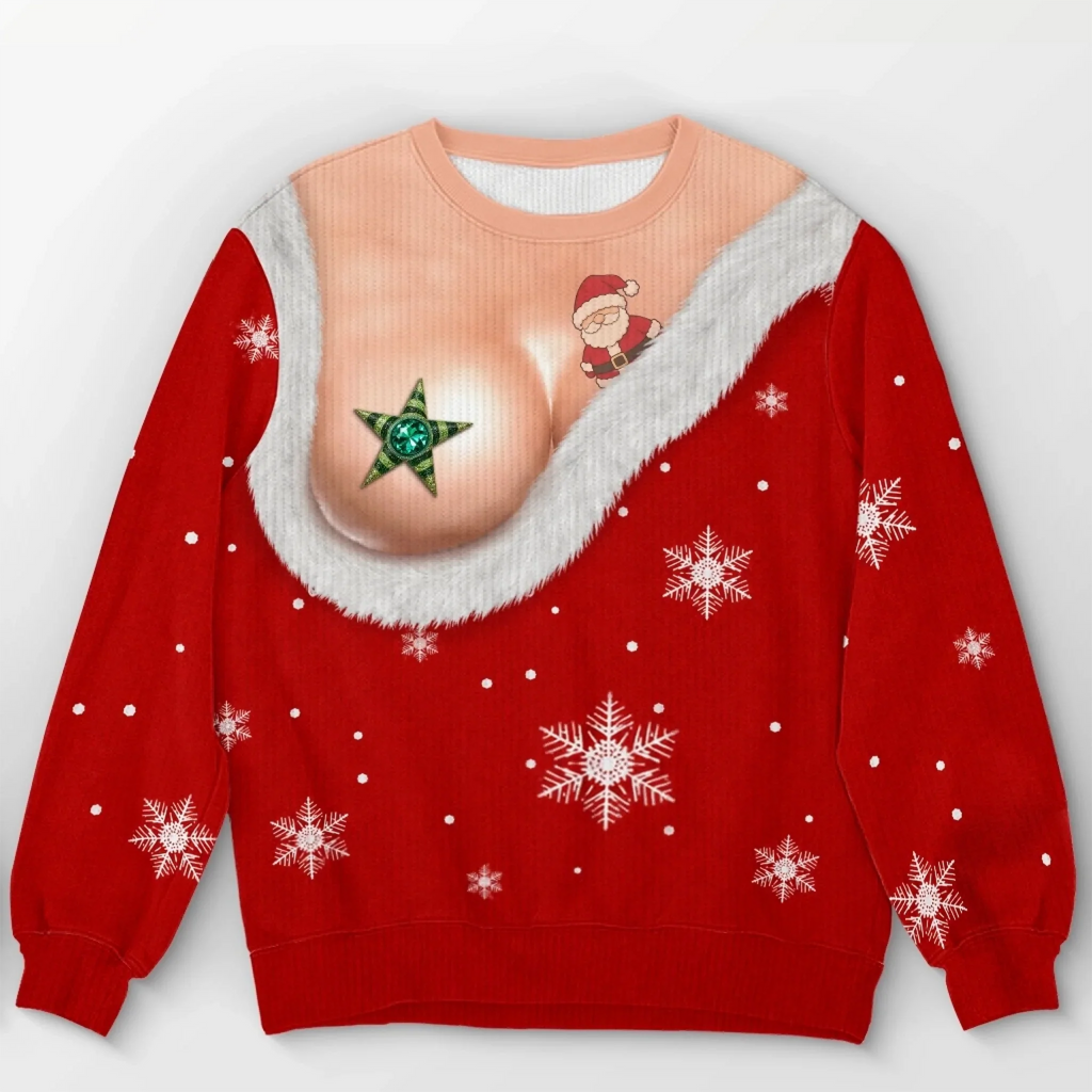 Custom Funny Ugly Sweatshirt - Personalized Christmas Birthday Gifts For Wife, Daughter, Besties, Sisters, Granddaughter, Grandma, Mom, Yourself - Tis The Season To Misbehave