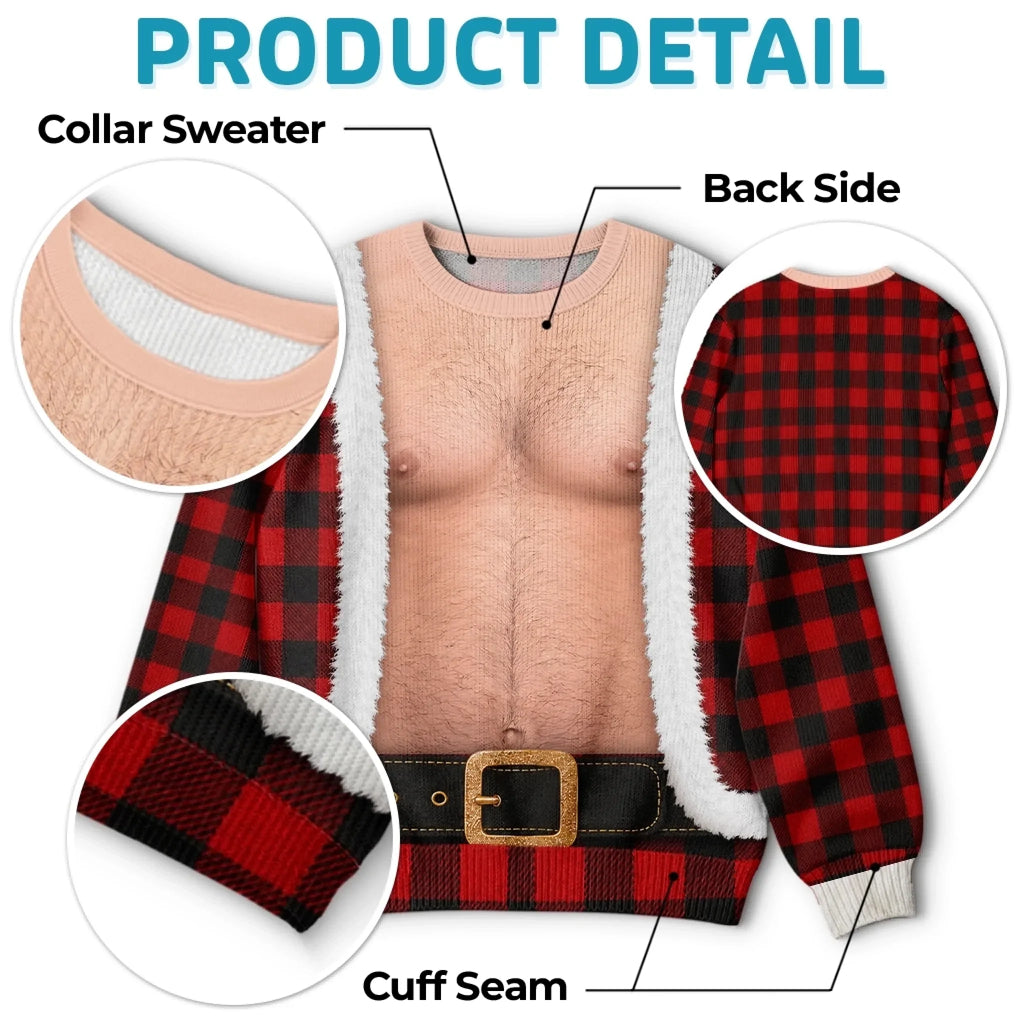 Custom Funny Ugly Sweatshirt - Personalized Christmas Birthday Gifts For Husband, Son, Grandson, Brother, Grandpa, Dad, Yourself - Bringing The Heat In Plaid