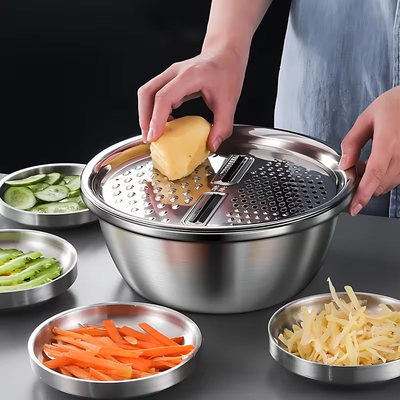 Stainless Steel Kitchen Set 3pcs with Integrated Grinder