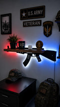 🔫 Rifle‑Shaped LED Backlit Wall Display Shelf